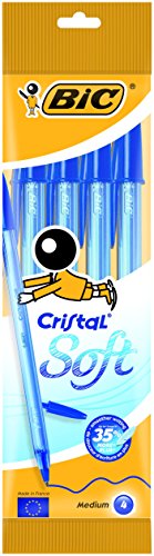 Bic Cristal Soft Punta Media 1,2 mm Confezione 4 Penne Colore Blu 3