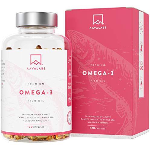 Vitamaze® Omega 3 capsule alto dosaggio, 1000 mg di puro olio di pesce con 400 mg (40%) EPA e 300 mg (30%) DHA per capsule softgel per 3 mesi, la più alta biodisponibilità, prodotto in Germania
