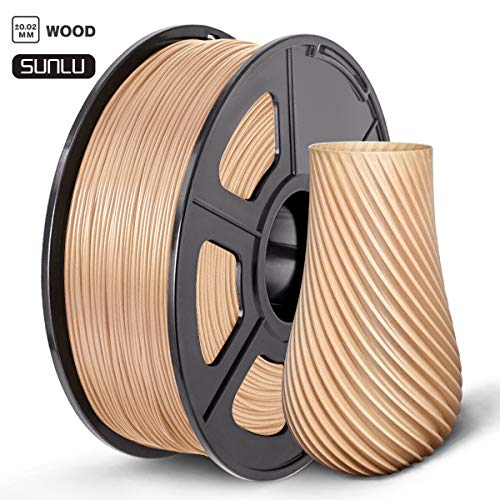 SUNLU 3D Printer Filament PLA, 1.75mm PLA WOOD Filament, 3D Printing Filament Low Odor, Dimensional Accuracy +/- 0.02 mm, 2.2 LBS (1KG) Spool, Wood 3