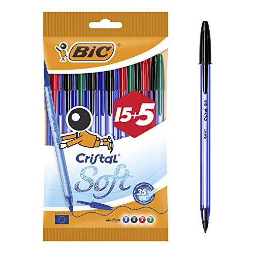 Bic Cristal Soft punta media 1,2 mm confezione 20 penne colorI assortiti 3