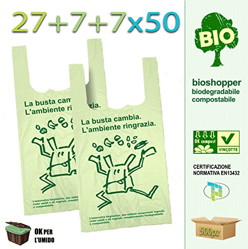 Palucart® scatolo da 500 shopper biodegradabili compostabili a norma 2018 (27+7+7×50) 3