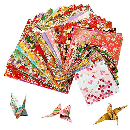ULTNICE Fogli di carta origami glitterati per progetti di artigianato artistico 12 fogli