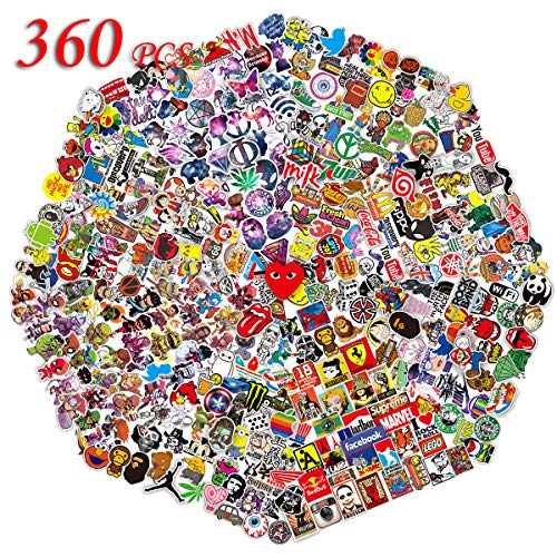 Q-Window Kit Adesivi (360 Pezzi) Vinyl Kawaii Decal Stickers per Laptop, Bottiglie d’Acqua, Bagagli, PS4, Xbox One, Phone, Car-Best Regali per Adulti, Ragazzi e Ragazze-Decalcomanie Graffiti 3