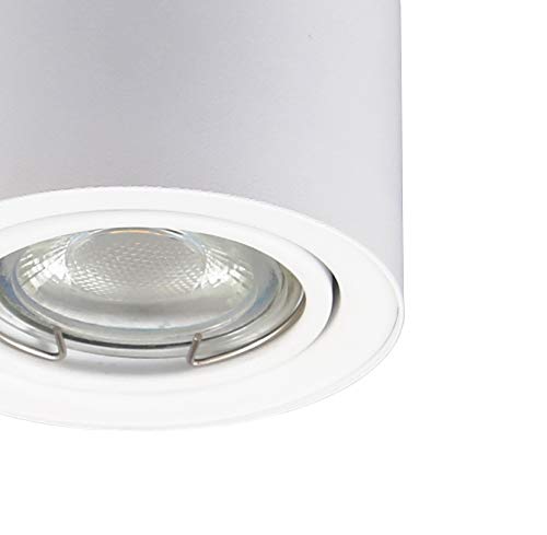 Plafoniera Led con lampadina GU10 inclusa orientabile, luce calda 3000K, 5W, 400 Lm, Lampada da soffitto rotonda in metallo colore bianco, faretto da soffitto per cucina, entrata, corridoio 230V IP20 5