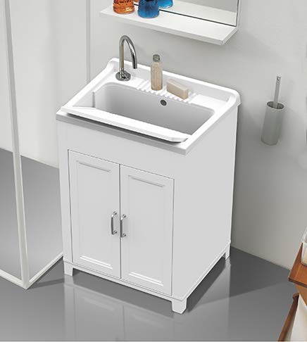 Mobile lavatoio,cm.60x50x85, in kit, 2 ante, vasca lavapanni completo di scarico