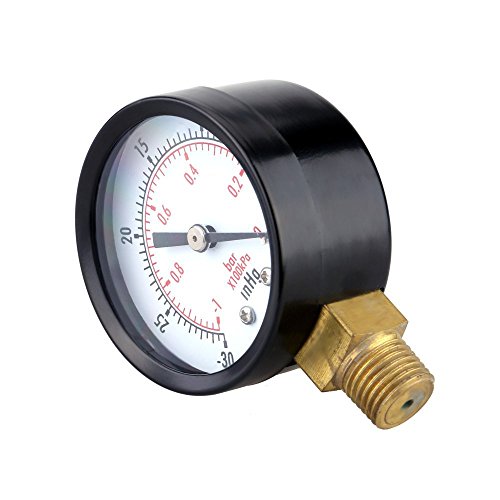 TOOGOO Misuratore di pressione – 0 ~ 30 psi 0 ~ 2 bar Misuratore del contatore mini contatore metri manometro idraulico Gage a doppia scala Nero