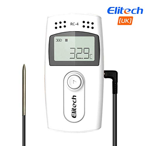 Elitech URC-4 Registratore di Dati di Temperatura USB, Registratore Doppio Sensore Ampia Gamma di Misure, USB LCD Data Logger, 16000 Punti