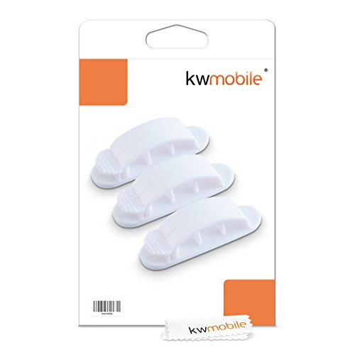 kwmobile 2x fermacavo adesivo da scrivania – passacavo supporto autoadesivo clip per mobili pareti soluzione organizer per cavi fili elettrici bianco 5