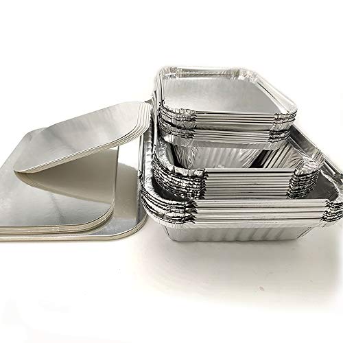 Amaoma 30 Pezzi Contenitori in Alluminio Monouso per Alimenti e Barbecue, USA e Getta, con Coperchi 230ml 400ml 600ml