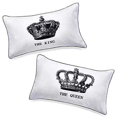 Coppie di federe copricuscino con scritta “the king” e “the queen”, idea regalo romantica per lui e per lei, regalo divertente per lui, regalo per il proprio marito