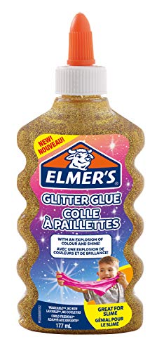 ELMER’S Colla Glitterata, Lavabile e Adatta ai Bambini, Ottima per Realizzare Slime, 177 ml, Oro 2