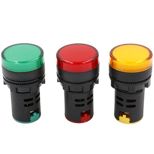 Heschen 22 mm LED spia AD16 – 22D/s 12 VDC 20 mA rosso verde colore giallo chiaro 3 pezzi