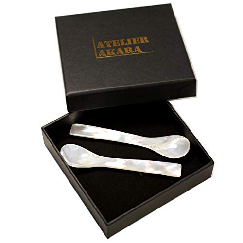 Atelier Akara – Set di 2 cucchiai in Madreperla, 10,5 cm, in Confezione Regalo per Uova o Caviale 2