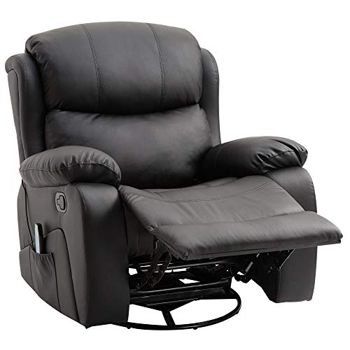 HOMCOM Poltrona Relax Massaggiante Riscaldante Reclinabile Ecopelle 94 × 103 × 100cm Nero 2