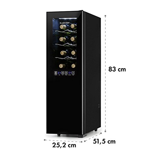 Klarstein Bellevin – frigorifero per vini e bevande ,45 L , 16 bottiglie , 2 zone , doppiamente isolato , 6 ripiani in metallo , display LCD , pannello di controllo touch , autonomo , nero 11
