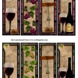 8 mini segnalibri a tema vino, tag, DL Toppers by Sharon Poore 2