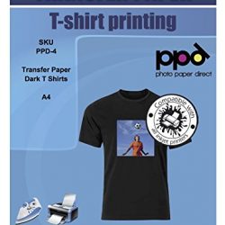 PPD A4 Carta Trasferibile Termoadesiva Per Stampanti A Getto D’Inchiostro Inkjet – T-Shirt E Tessuti Di Colore Scuro x 5 Fogli – PPD-4-5