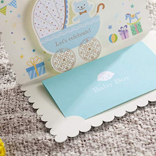 WISHMADE 20x kit di carte blu per inviti con orso e cartoni animati Car Design per ragazze compleanno Baby Shower con carta stampabile e buste 7