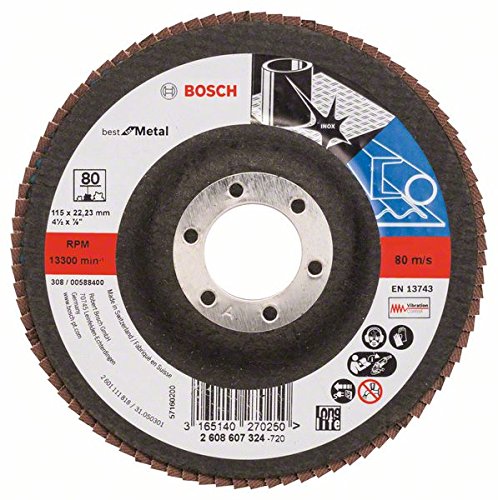 Bosch 2608607324 Disco a Lamelle per la Saldatura e la Levigatura di Metallo, 115 mm, Grana 80 3