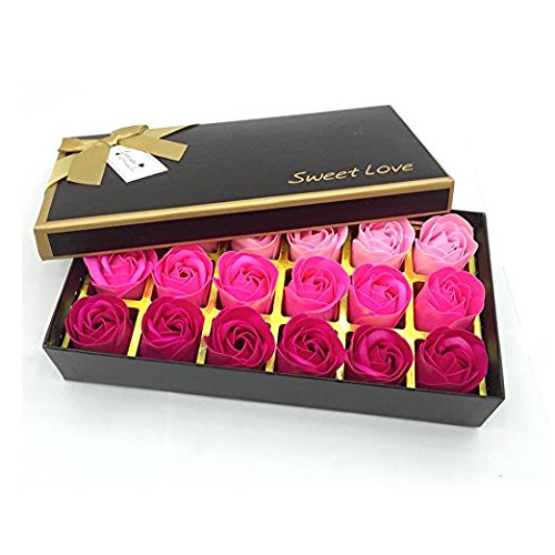 Xrten 18 Pezzi Fiore del Sapone,Profumato Fiori del Sapone Rose Creativo Regalo per la Festa di Compleanno San Valentino Rosa