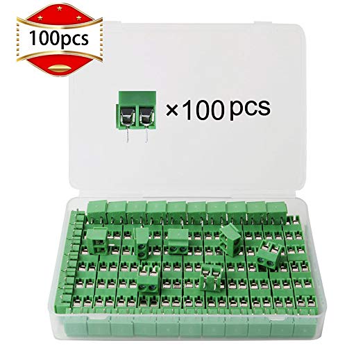 RUNCCI 100Pcs 2 Pin 5 mm Morsettiera di PCB Vite Connettore del Blocco Terminali 2