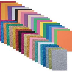 40-pack di misti 2 mm glitter & normal EVA Foam Craft sheets – multicolore 20 x a5-size glitter schiuma fogli e 20 x fogli di formato A5 Standard Foam – Art Supplies per scrapbooking decoupage 2