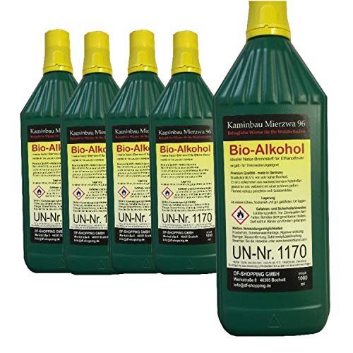 5 litri di High-Performance Bio-Etanolo / Con la tutela dei minori e riempimento ugelli ad ogni bottiglia