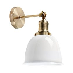 MiniSun – Moderna lampada da parete con un tocco retrò, braccio articolato, in metallo effetto ottone antico – Forma di cupola bianca 2