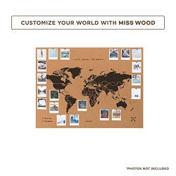 Miss Wood Map XL, Mappa del mondo di Sughero, 60 x 90 cm, Naturale/Nero 4