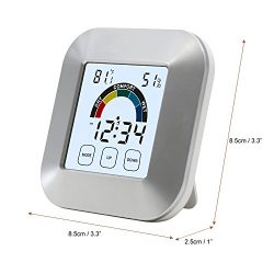 OurLeeme portatile 6,9 cm LCD digitale temperatura umidità orologio sveglia touch control per cucina bagno