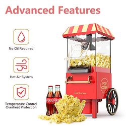 Macchina per Popcorn, Elechomes 1200W ad Aria Calda Versione Retrò con Protezione Dal Surriscaldamento e Controllo Della Temperatura, Senza Olio 3